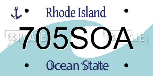 705SOA Rhode Island License Plate