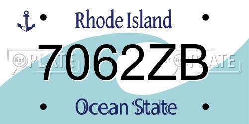 7062ZB Rhode Island License Plate