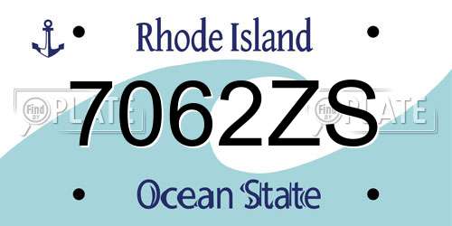 7062ZS Rhode Island License Plate