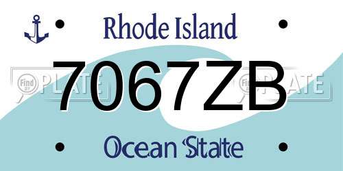 7067ZB Rhode Island License Plate