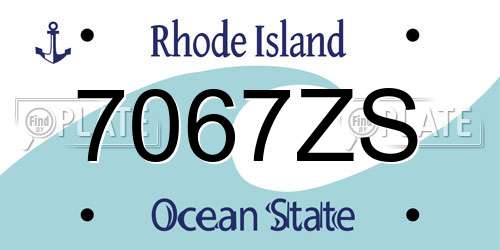 7067ZS Rhode Island License Plate