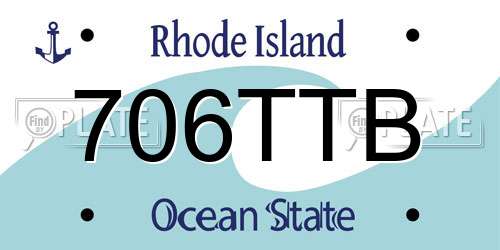 706TTB Rhode Island License Plate