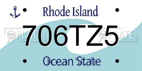 706TZ5 Rhode Island License Plate