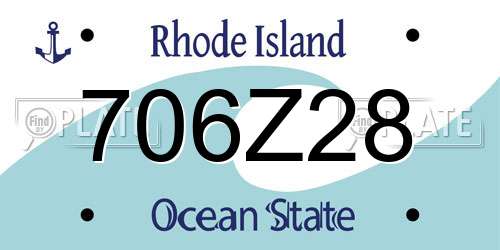 706Z28 Rhode Island License Plate
