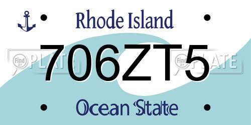 706ZT5 Rhode Island License Plate