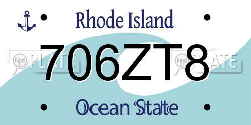 706ZT8 Rhode Island License Plate