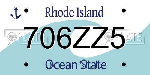 706ZZ5 Rhode Island License Plate