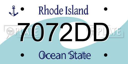 7072DD Rhode Island License Plate