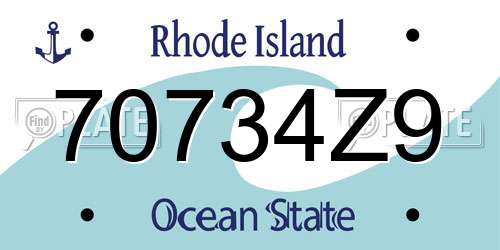 70734Z9 Rhode Island License Plate