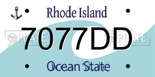 7077DD Rhode Island License Plate