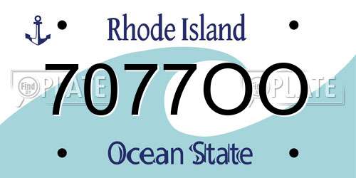 7077OO Rhode Island License Plate