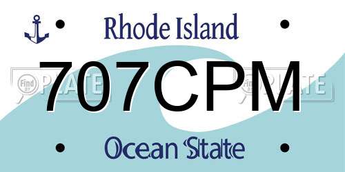 707CPM Rhode Island License Plate
