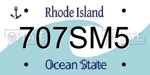 707SM5 Rhode Island License Plate