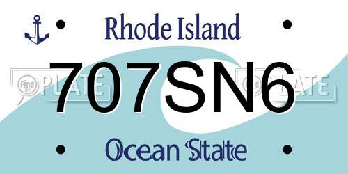 707SN6 Rhode Island License Plate