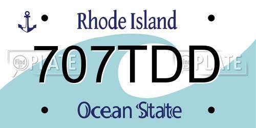 707TDD Rhode Island License Plate