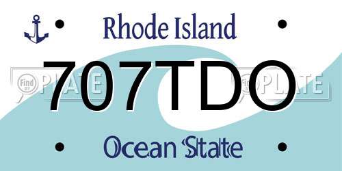 707TDO Rhode Island License Plate