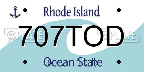 707TOD Rhode Island License Plate