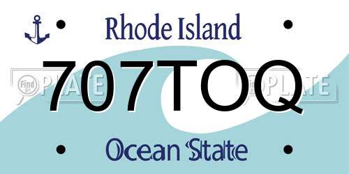707TOQ Rhode Island License Plate