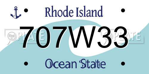 707W33 Rhode Island License Plate