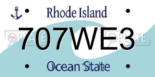 707WE3 Rhode Island License Plate