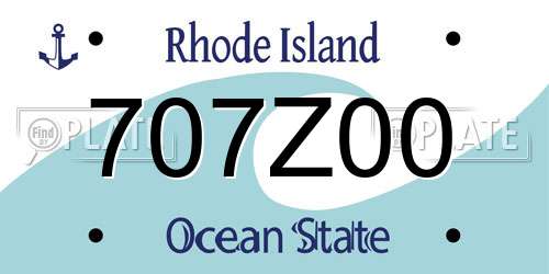 707Z00 Rhode Island License Plate
