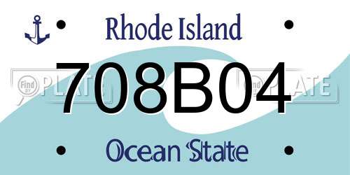 708B04 Rhode Island License Plate