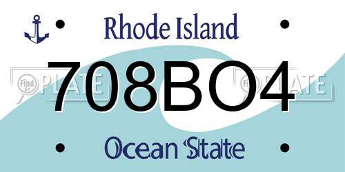 708BO4 Rhode Island License Plate