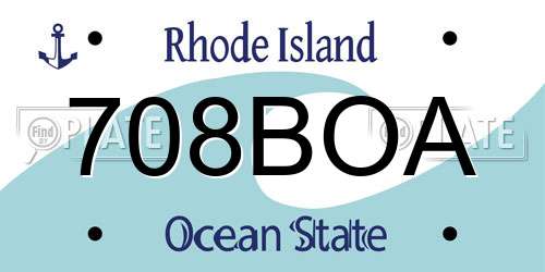 708BOA Rhode Island License Plate
