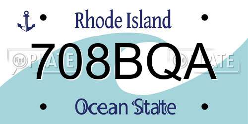 708BQA Rhode Island License Plate