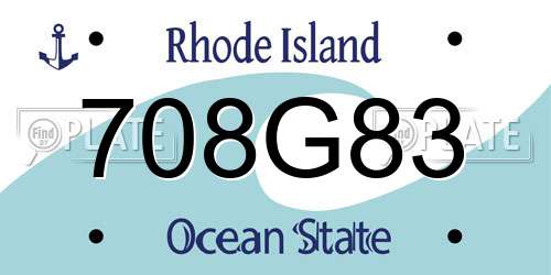 708G83 Rhode Island License Plate
