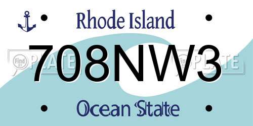 708NW3 Rhode Island License Plate