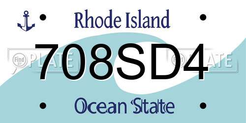 708SD4 Rhode Island License Plate