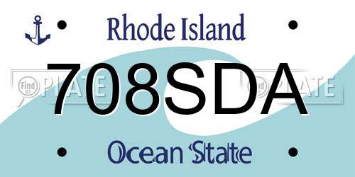 708SDA Rhode Island License Plate
