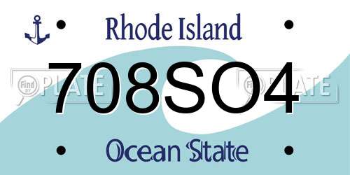 708SO4 Rhode Island License Plate