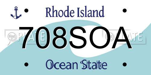 708SOA Rhode Island License Plate
