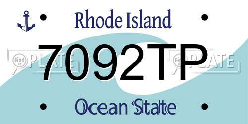 7092TP Rhode Island License Plate