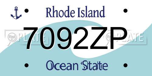7092ZP Rhode Island License Plate