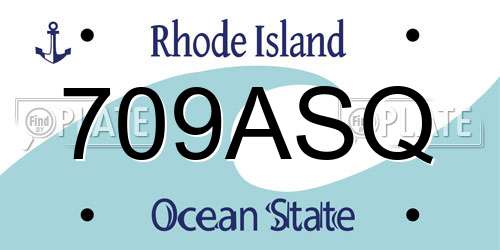 709ASQ Rhode Island License Plate