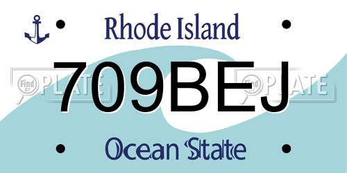709BEJ Rhode Island License Plate