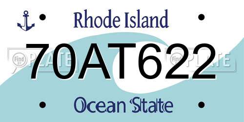 70AT622 Rhode Island License Plate