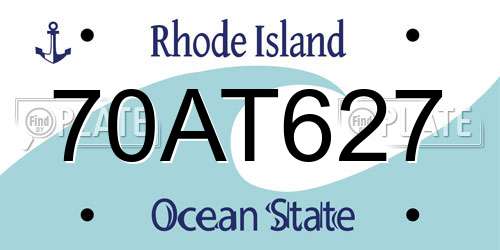 70AT627 Rhode Island License Plate