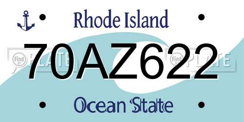 70AZ622 Rhode Island License Plate