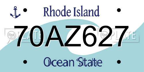 70AZ627 Rhode Island License Plate
