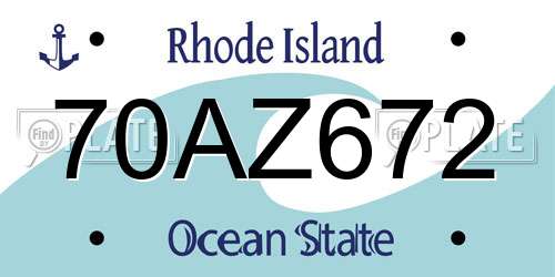 70AZ672 Rhode Island License Plate