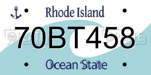 70BT458 Rhode Island License Plate
