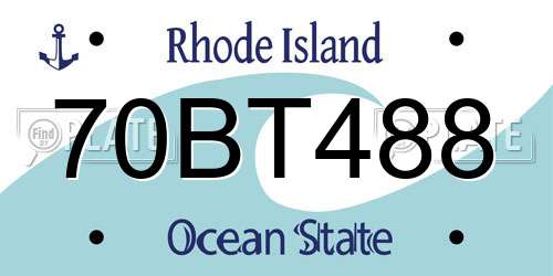 70BT488 Rhode Island License Plate