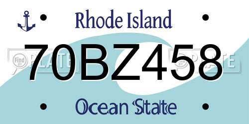 70BZ458 Rhode Island License Plate