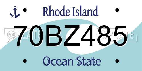 70BZ485 Rhode Island License Plate