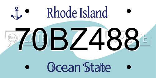70BZ488 Rhode Island License Plate