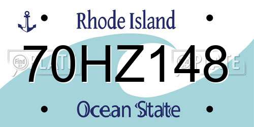 70HZ148 Rhode Island License Plate